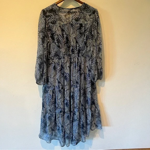 Joie Floral Layered Sheer Sleeve Flowy Dress in Parisian Paisley XL - Picture 12 of 15